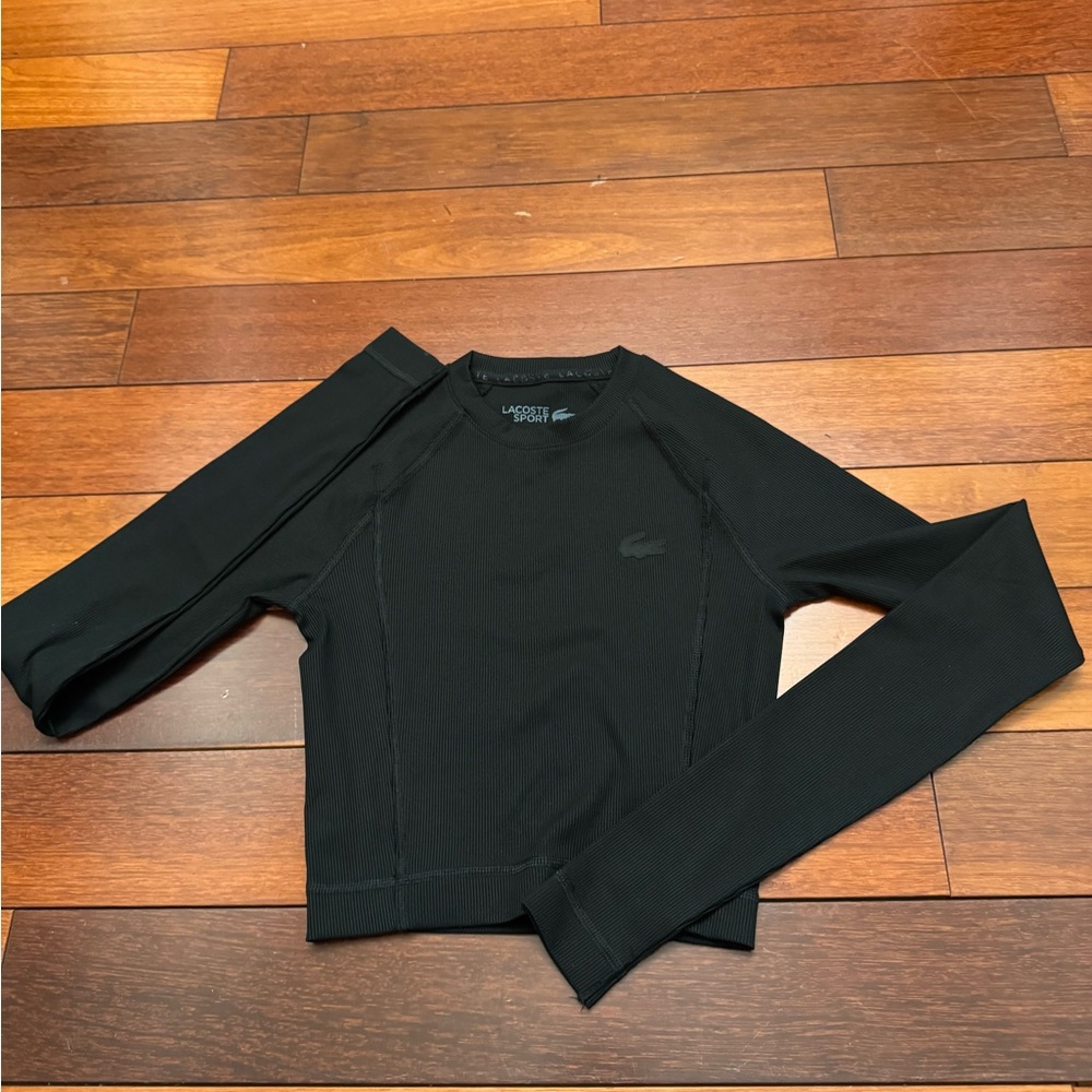 Lacoste Sport Black Ribbed Crewneck